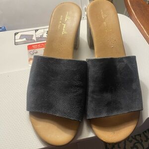Mila Paoli Blue Suede Mules 9